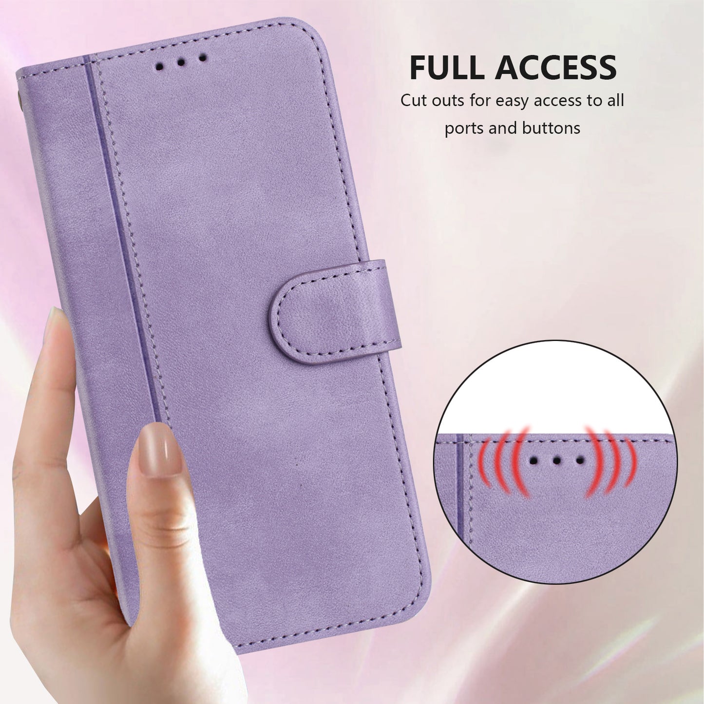For iPhone 17 Pro Max Cases Wallet Stand Retro Texture Leather Phone Cover with Lanyard - Light Purple