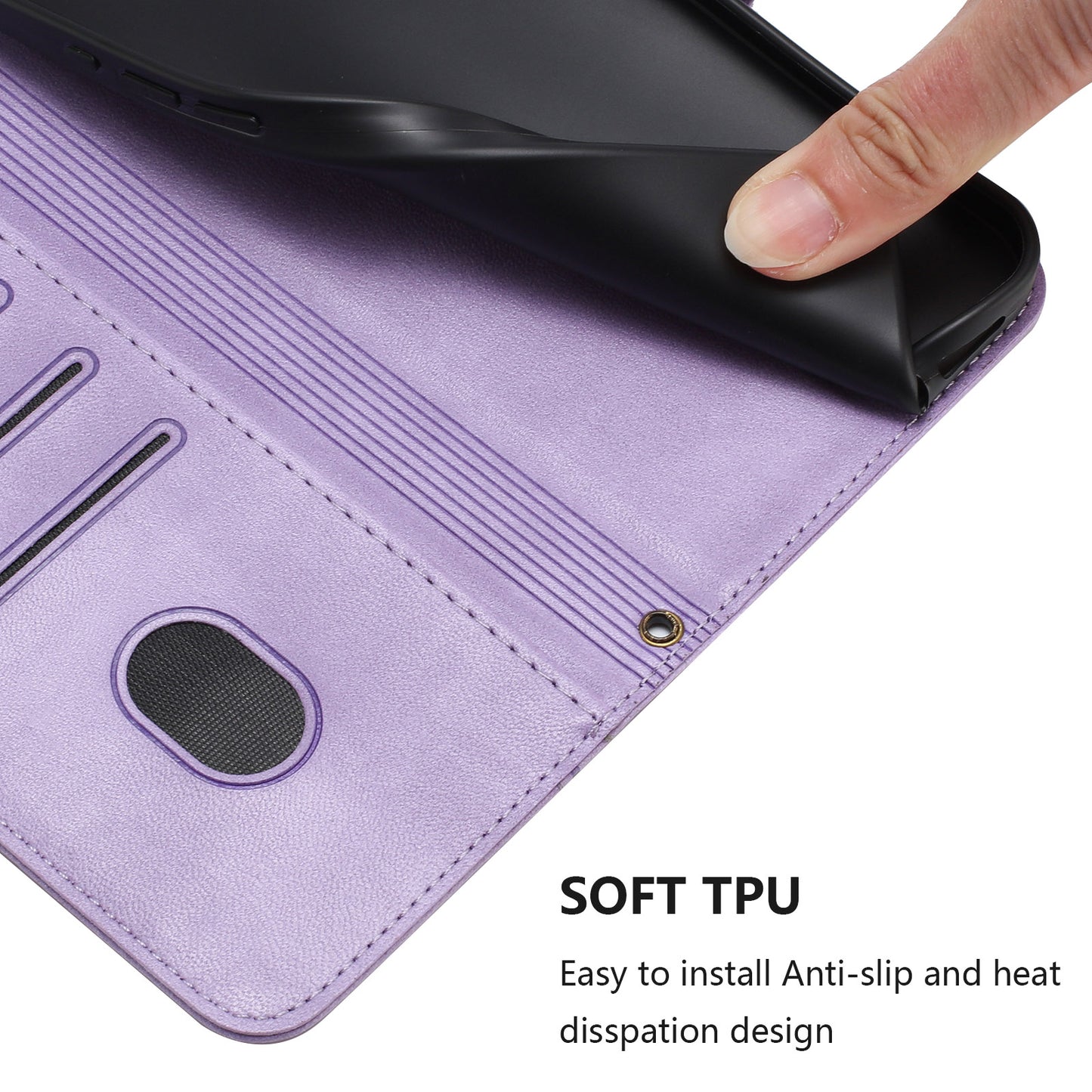 For iPhone 17 Pro Max Cases Wallet Stand Retro Texture Leather Phone Cover with Lanyard - Light Purple