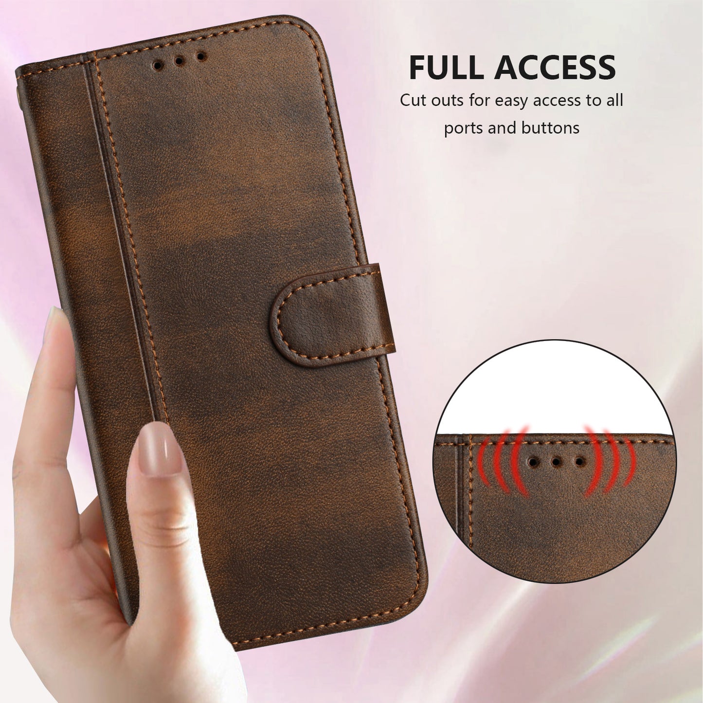 For iPhone 17 Pro Max Cases Wallet Stand Retro Texture Leather Phone Cover with Lanyard - Brown