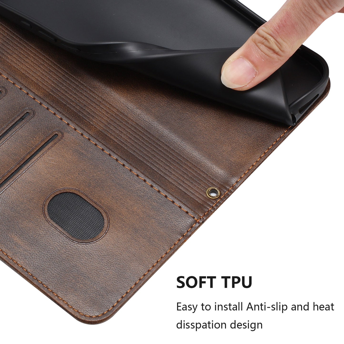 For iPhone 17 Pro Max Cases Wallet Stand Retro Texture Leather Phone Cover with Lanyard - Brown