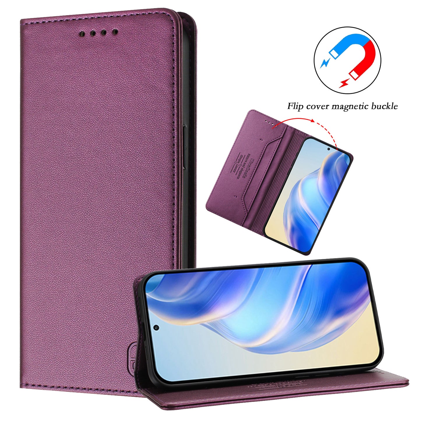 For iPhone 17 Pro Max Leather Case RINACASIS RC01 Phone Cover with RFID Blocking Wallet Stand - Violet
