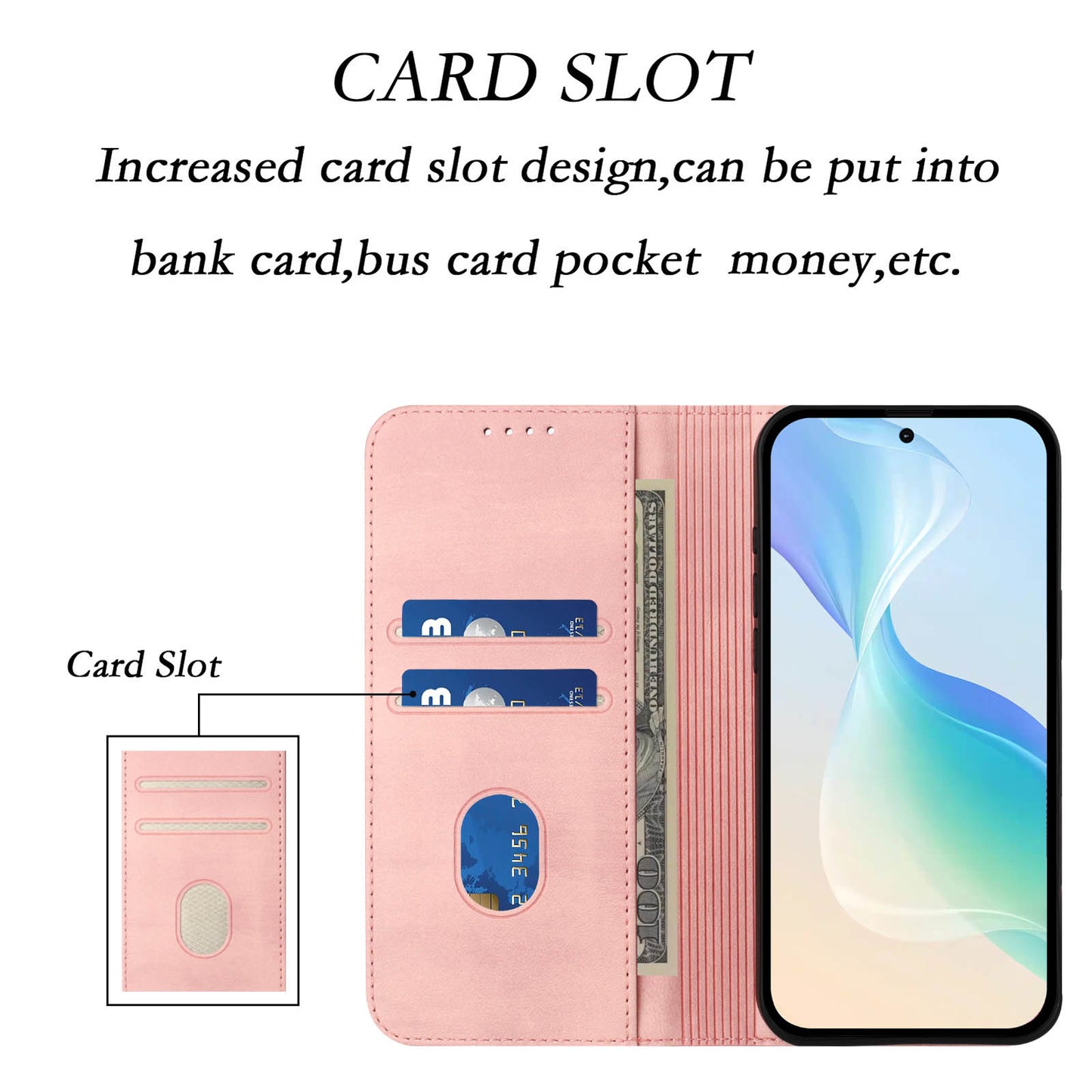 For iPhone 17 Pro Max Wallet Cases Retro Texture RFID Blocking Leather Phone Cover - Pink