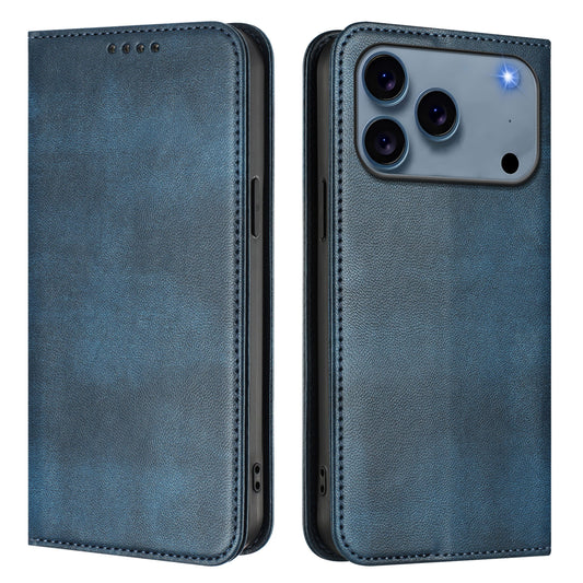 For iPhone 17 Pro Max Wallet Cases Retro Texture RFID Blocking Leather Phone Cover - Blue