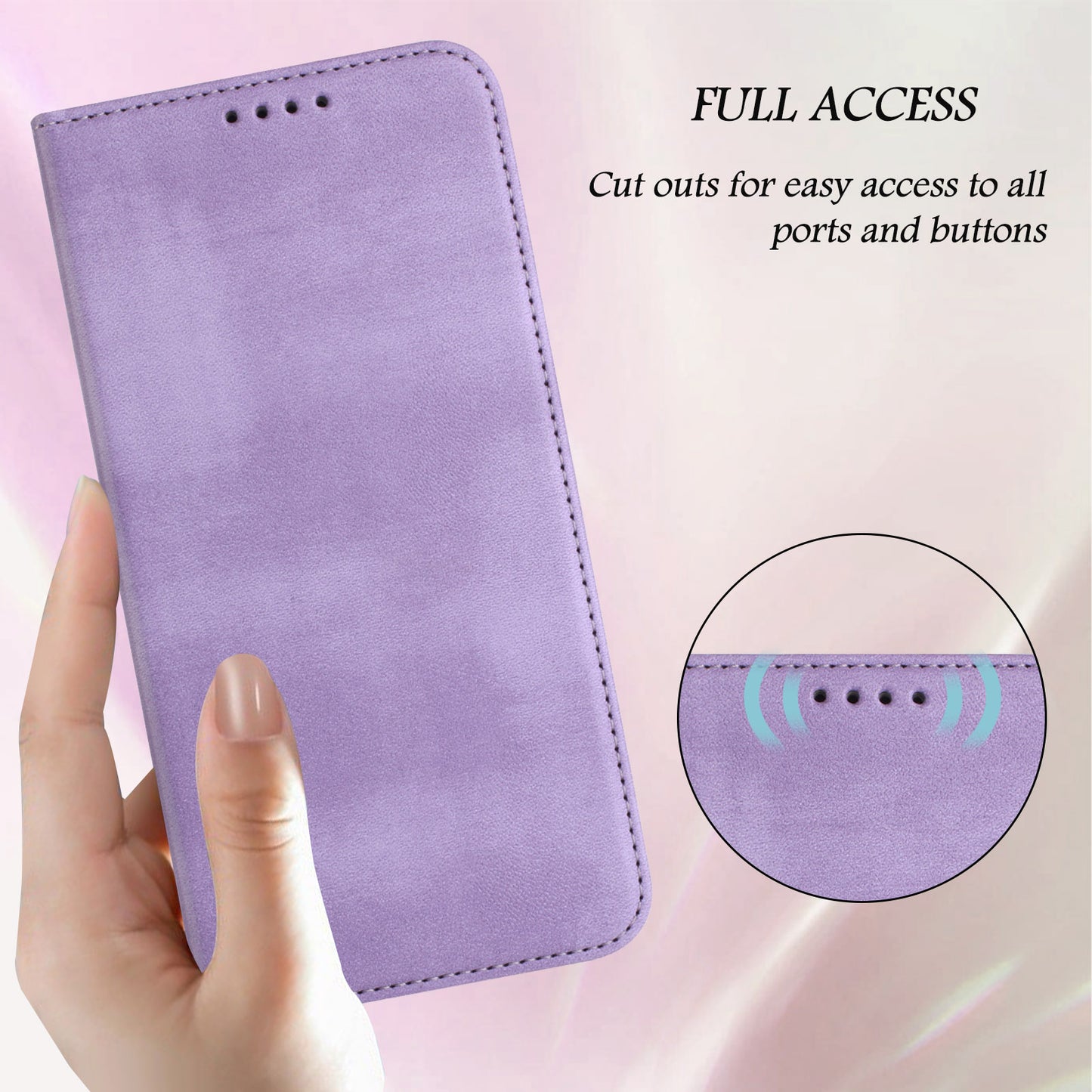 For iPhone 17 Pro Max Wallet Cases Retro Texture RFID Blocking Leather Phone Cover - Light Purple