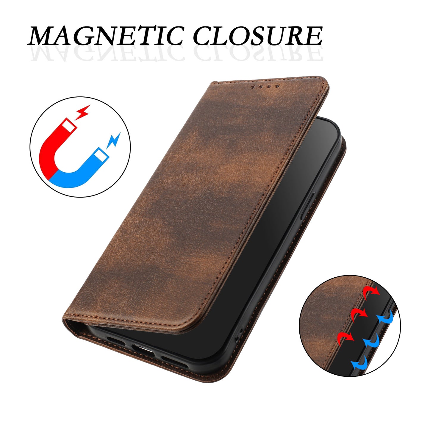 For iPhone 17 Pro Max Wallet Cases Retro Texture RFID Blocking Leather Phone Cover - Brown