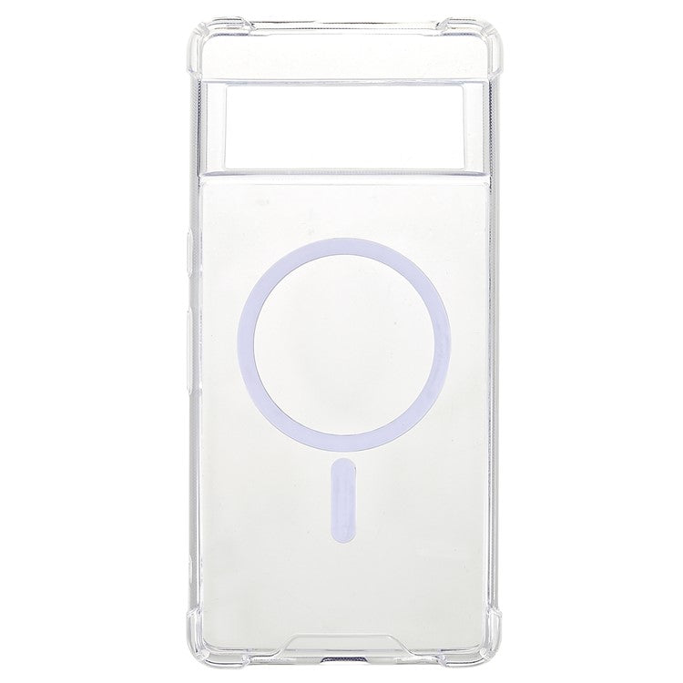 For Google Pixel 7 5G Magnetic TPU + PC Clear Protective Cover Anti-scratch Anti-drop Back Case Compatible with MagSafe Charger