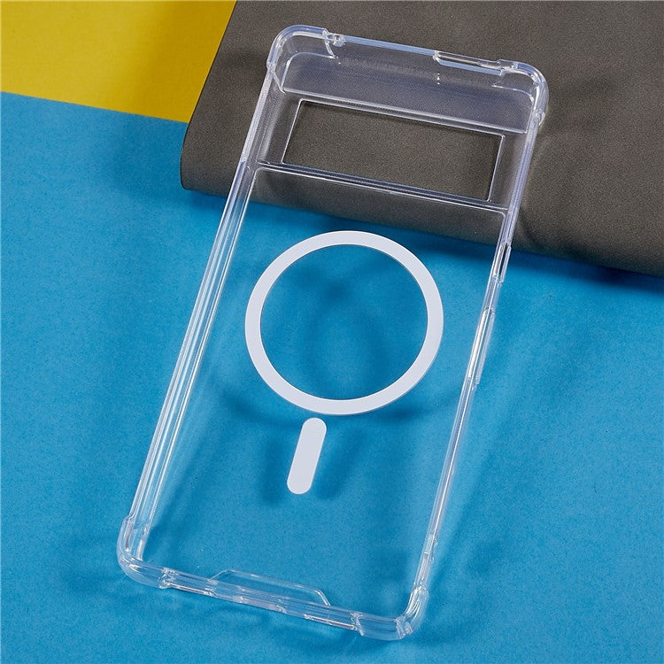 For Google Pixel 7 5G Magnetic TPU + PC Clear Protective Cover Anti-scratch Anti-drop Back Case Compatible with MagSafe Charger