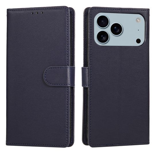For iPhone 17 Pro Max Case Wallet Stand View PU Leather Phone Cover with Wrist Strap - Blue