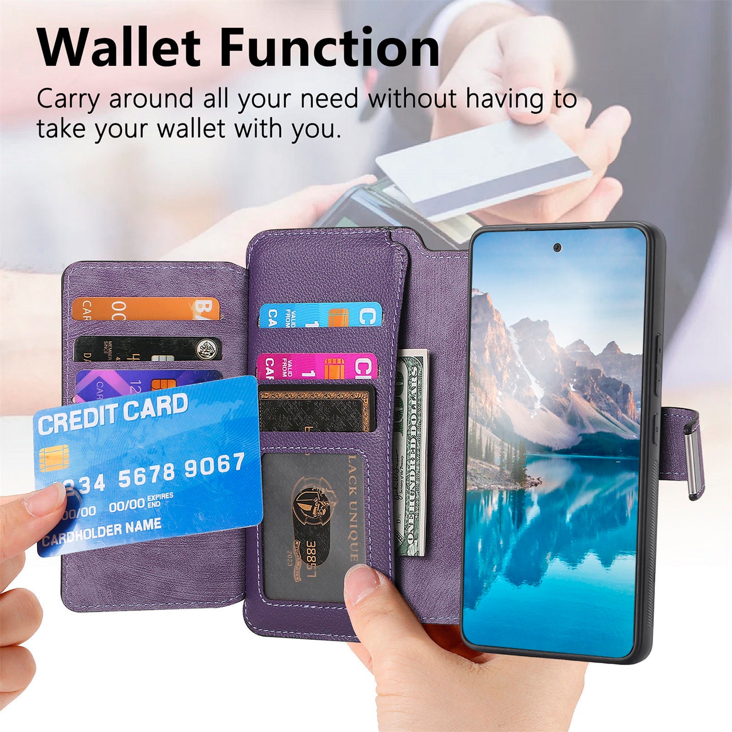 For Oppo Reno14 Pro 5G (Global) Case CASENEO MW-02 Detachable Magnetic Leather Flip Phone Cover - Purple