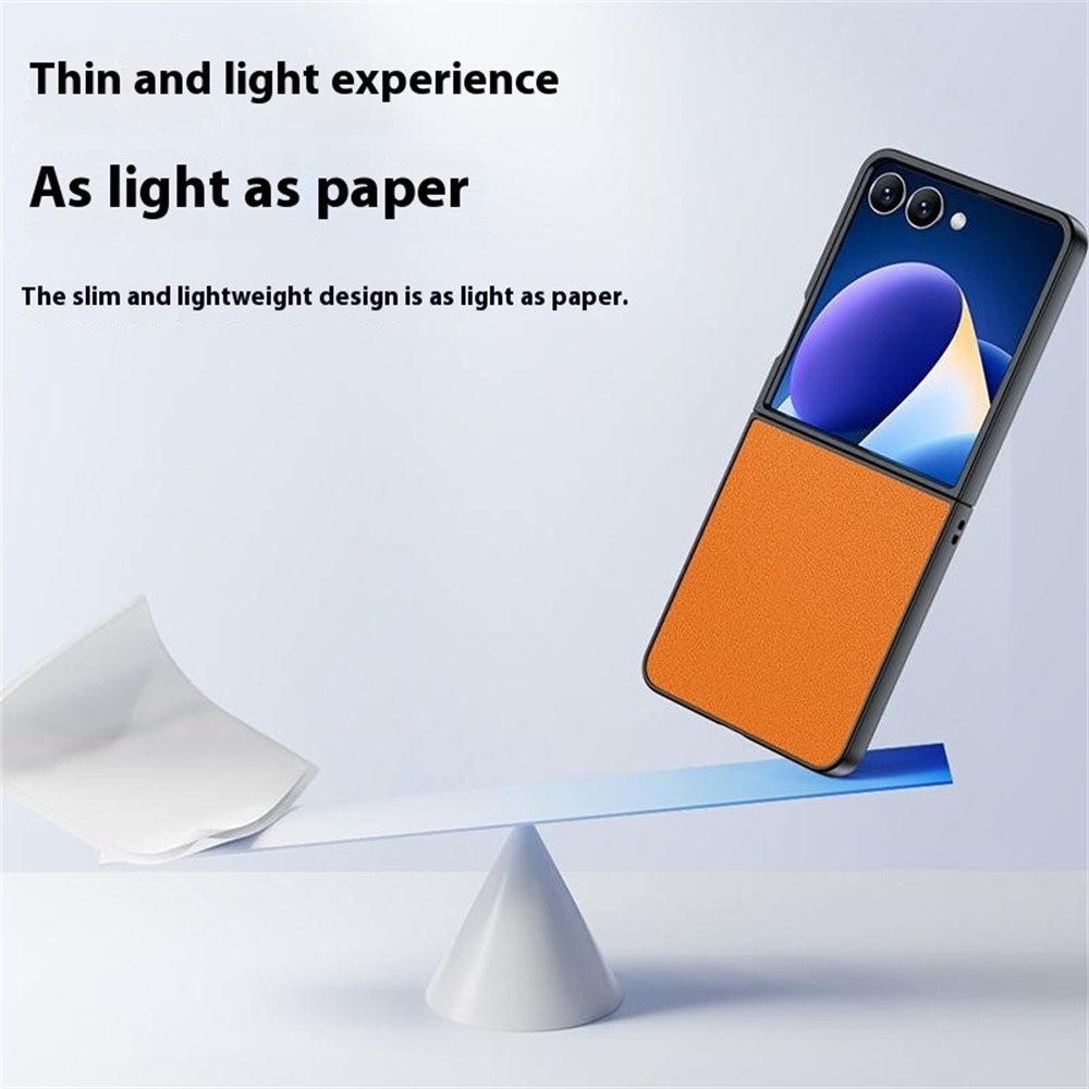 For Samsung Galaxy Z Flip7 5G Case PU Leather Coated PC Anti-Drop Folding Phone Cover - Green
