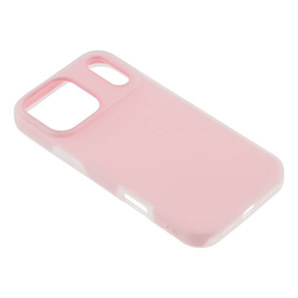 For iPhone 17 Pro Max Case 2 in 1 PC + TPU Frosted Phone Case Large Camera Cutout - Light Pink