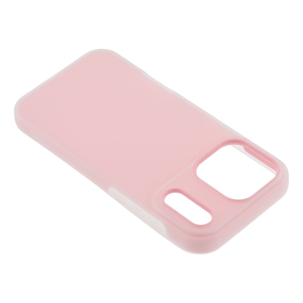 For iPhone 17 Pro Max Case 2 in 1 PC + TPU Frosted Phone Case Large Camera Cutout - Light Pink