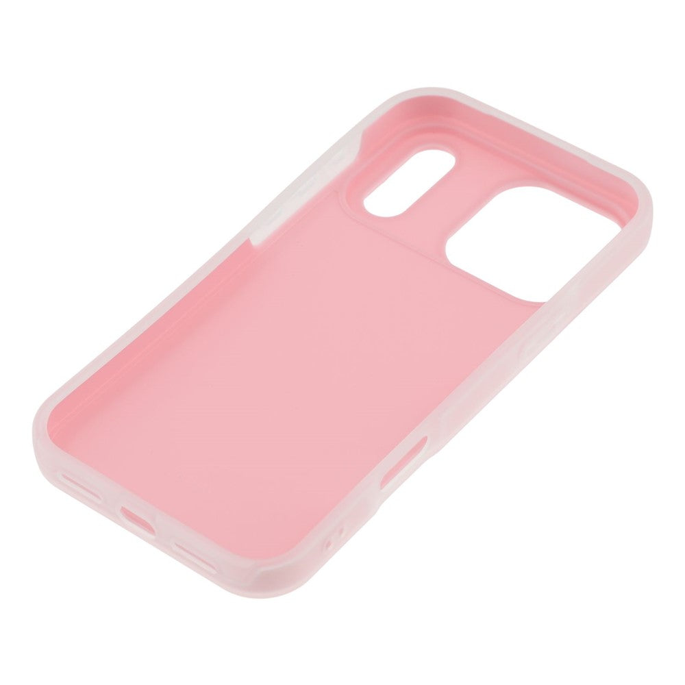For iPhone 17 Pro Max Case 2 in 1 PC + TPU Frosted Phone Case Large Camera Cutout - Light Pink