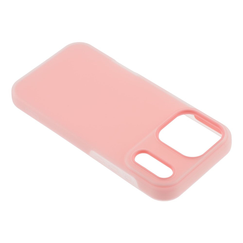 For iPhone 17 Pro Max Case 2 in 1 PC + TPU Frosted Phone Case Large Camera Cutout - Pink