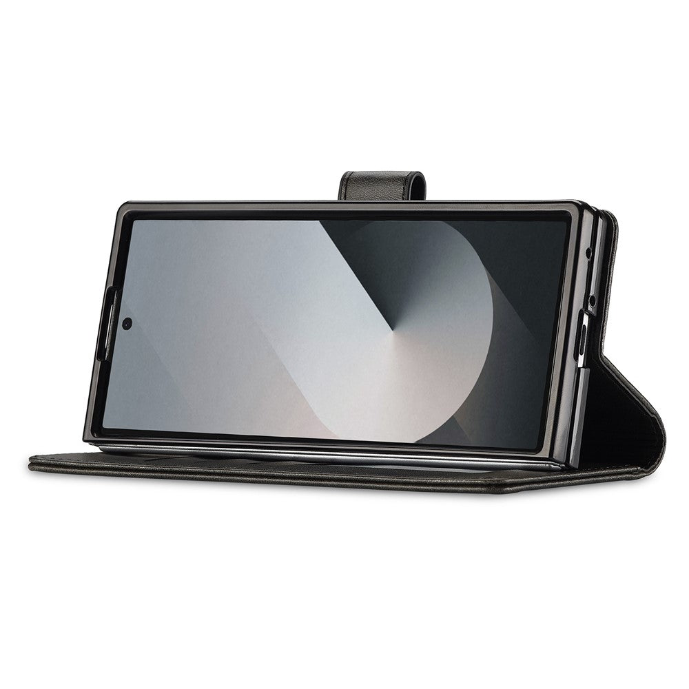 LC.IMEEKE For Samsung Galaxy Z Fold7 5G Case Calf Texture PU Leather Stand Wallet Phone Cover - Black