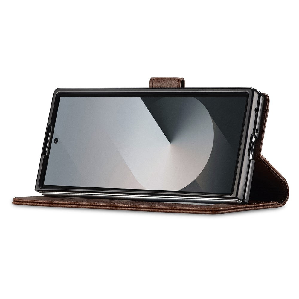 LC.IMEEKE For Samsung Galaxy Z Fold7 5G Case Calf Texture PU Leather Stand Wallet Phone Cover - Brown