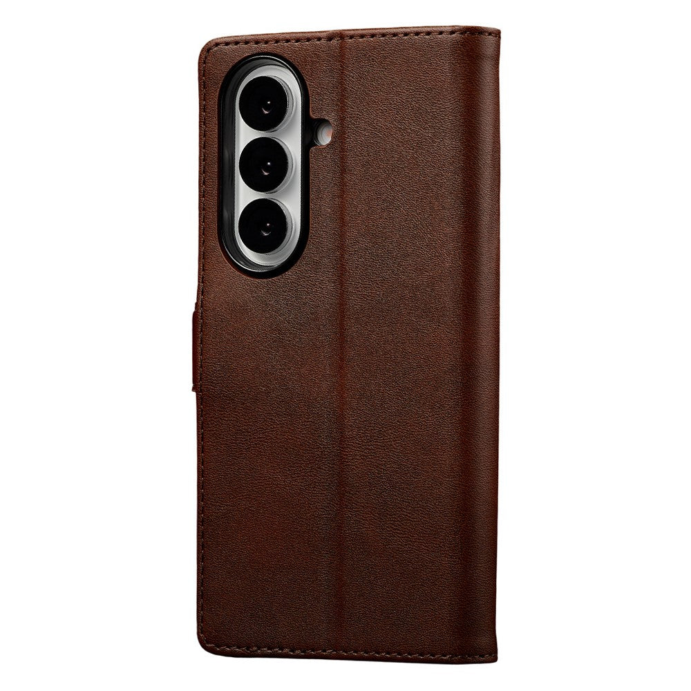 LC.IMEEKE For Samsung Galaxy Z Fold7 5G Case Calf Texture PU Leather Stand Wallet Phone Cover - Brown