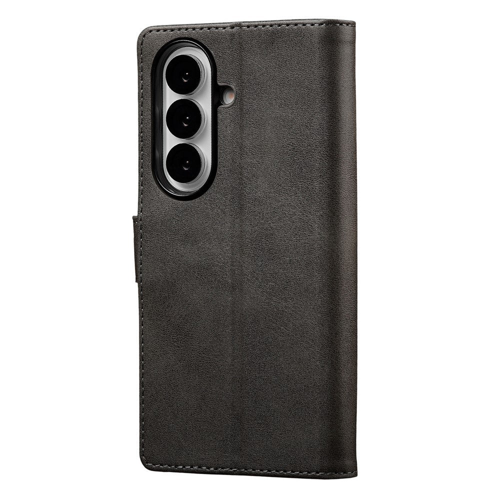 LC.IMEEKE For Samsung Galaxy Z Fold7 5G Case Calf Texture PU Leather Stand Wallet Phone Cover - Grey