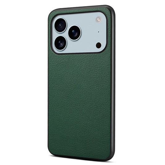 For iPhone 17 Pro Max Case Calf Texture Leather + PC + TPU Phone Cover - Green
