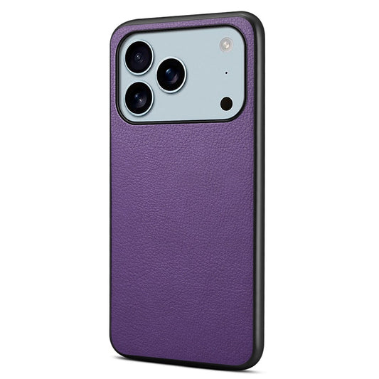 For iPhone 17 Pro Max Case Calf Texture Leather + PC + TPU Phone Cover - Purple
