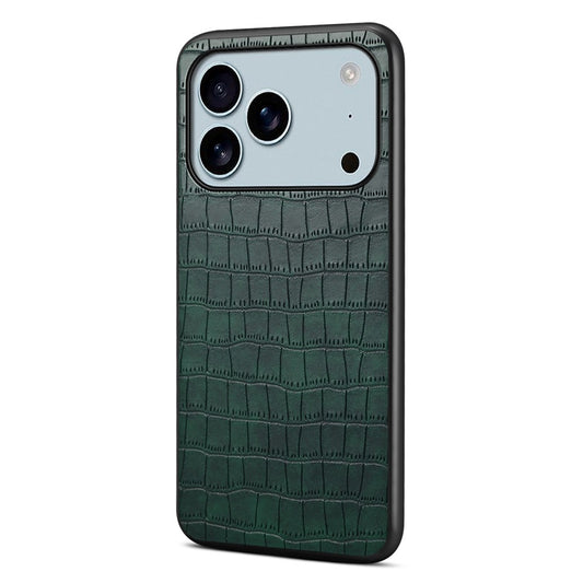 For iPhone 17 Pro Max Case Crocodile Texture Design Leather Slim Back Cover - Green