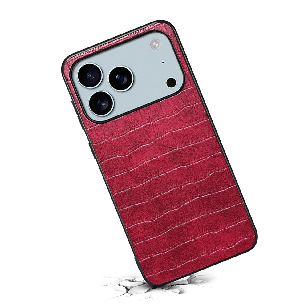 For iPhone 17 Pro Max Case Crocodile Texture Design Leather Slim Back Cover - Red