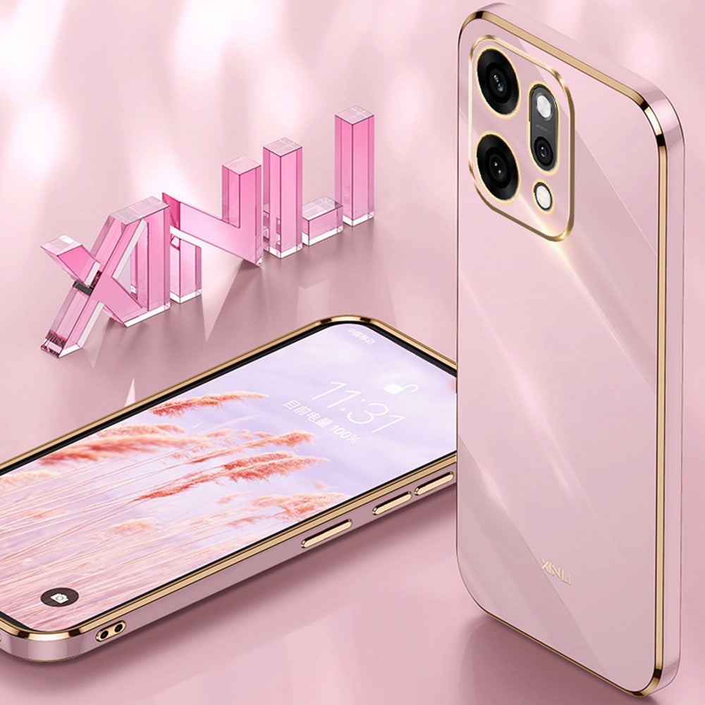 XINLI For Oppo Reno14 Pro 5G (Global) Case TPU Phone Cover with Electroplating Frame - Cyan