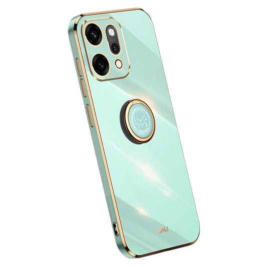 XINLI For Oppo Reno14 Pro 5G (Global) Case Ring Kickstand Electroplating TPU Phone Cover - Cyan