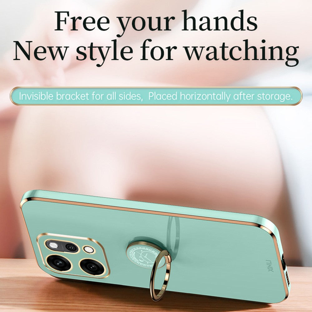 XINLI For Oppo Reno14 Pro 5G (Global) Case Ring Kickstand Electroplating TPU Phone Cover - Purple