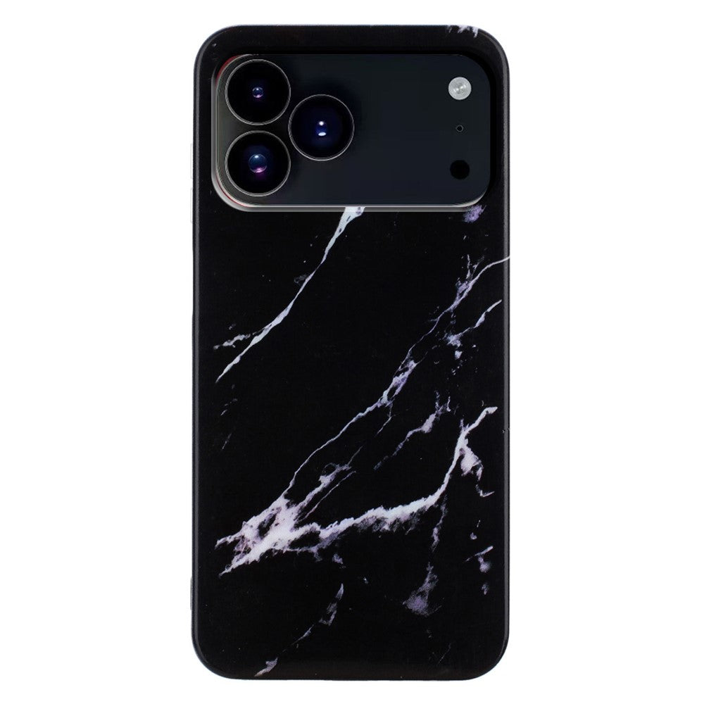 For iPhone 17 Pro Max Case Marble Pattern Painted TPU Phone Back Cover - Black