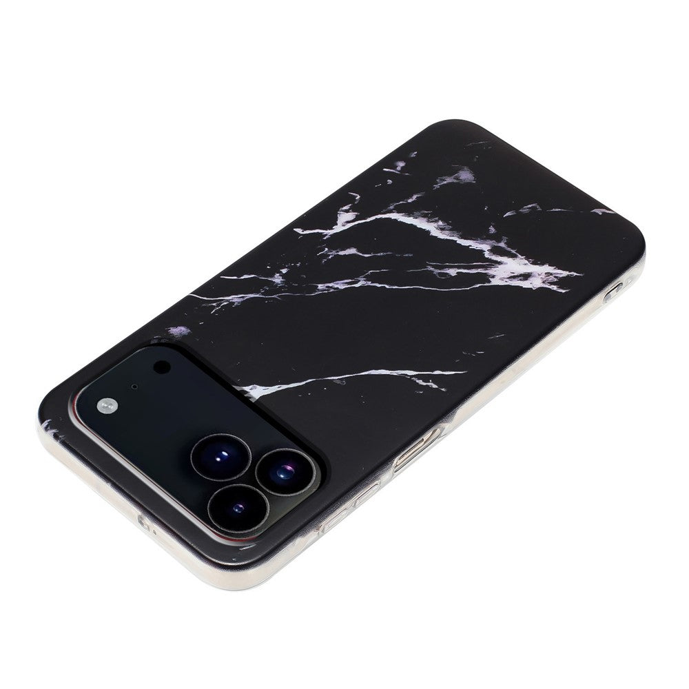 For iPhone 17 Pro Max Case Marble Pattern Painted TPU Phone Back Cover - Black