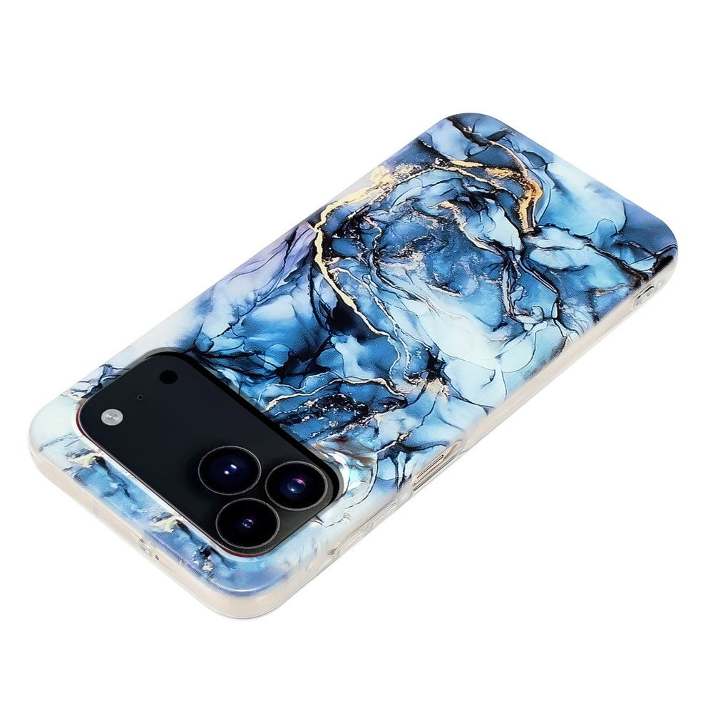 For iPhone 17 Pro Max Case Marble Pattern Painted TPU Phone Back Cover - Grey