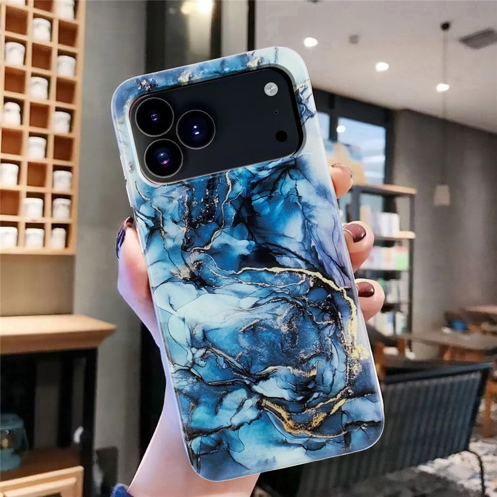 For iPhone 17 Pro Max Case Marble Pattern Painted TPU Phone Back Cover - Grey