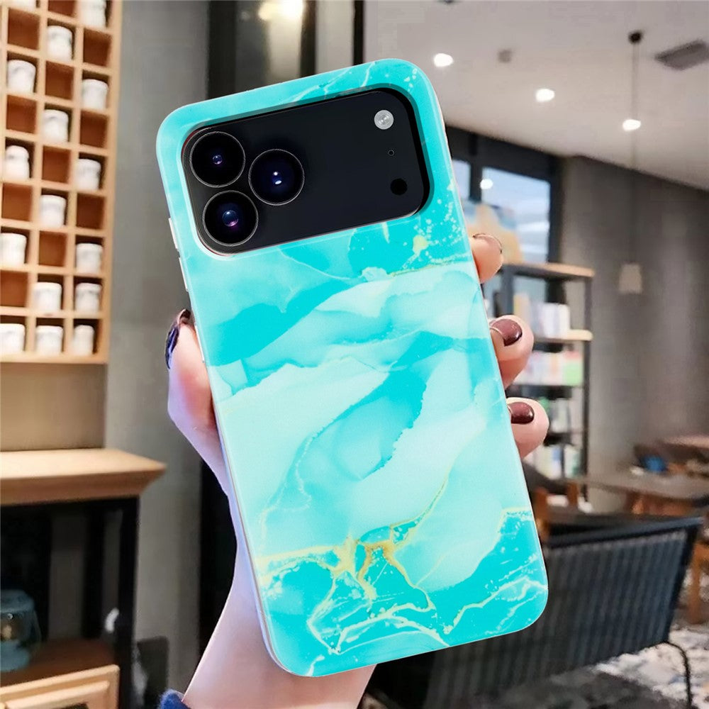 For iPhone 17 Pro Max Case Marble Pattern Painted TPU Phone Back Cover - Green