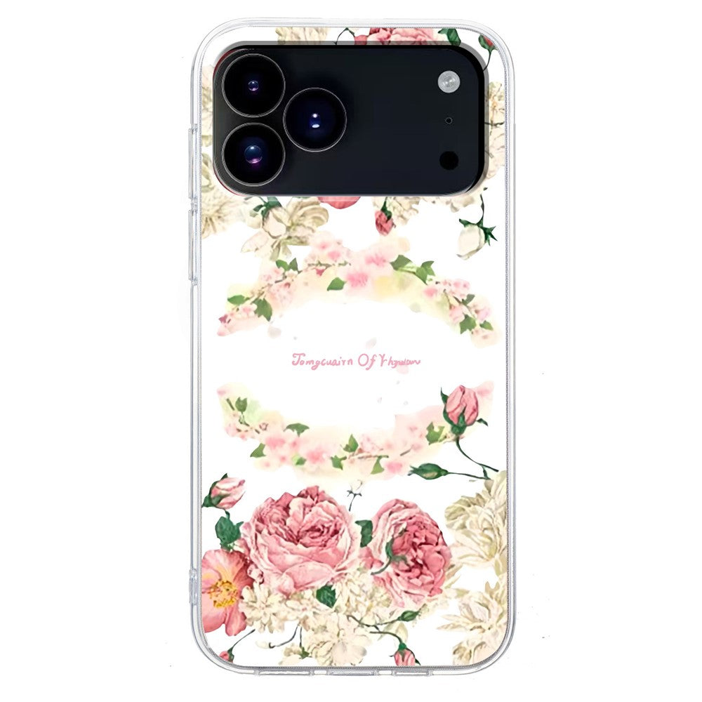 For iPhone 17 Pro Max Case Soft TPU Pattern Printing Phone Cover - Rose