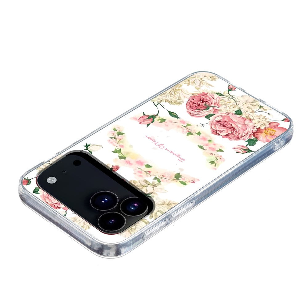 For iPhone 17 Pro Max Case Soft TPU Pattern Printing Phone Cover - Rose