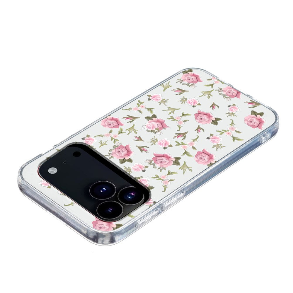For iPhone 17 Pro Max Case Soft TPU Pattern Printing Phone Cover - Pink Flower