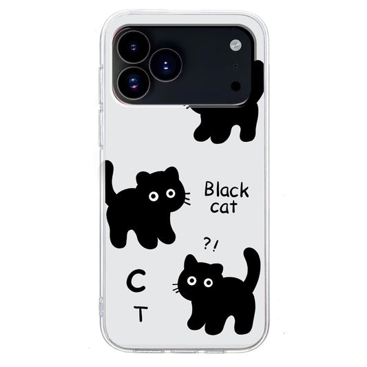 For iPhone 17 Pro Max Case Soft TPU Pattern Printing Phone Cover - Black Cat