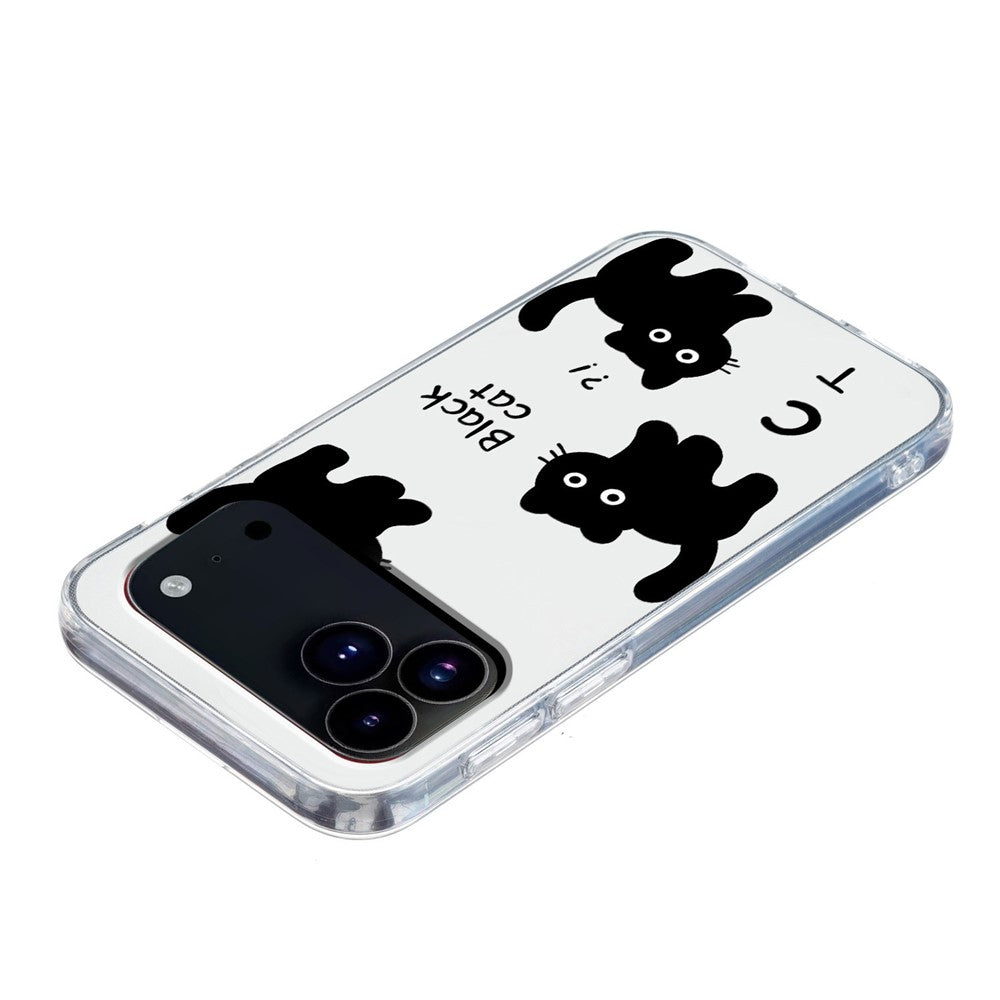 For iPhone 17 Pro Max Case Soft TPU Pattern Printing Phone Cover - Black Cat
