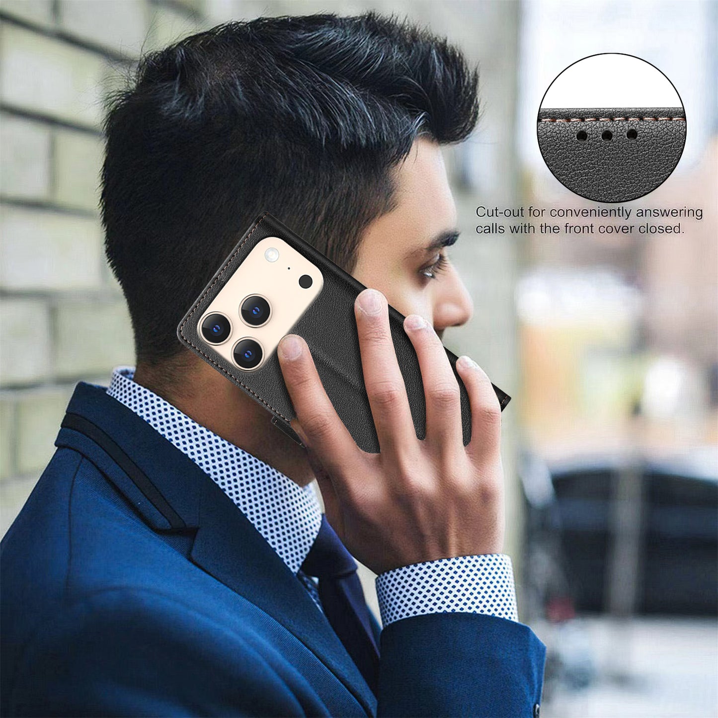 For iPhone 17 Pro Max Leather Case BINFEN COLOR BF32 Wallet RFID Blocking Phone Cover - Black