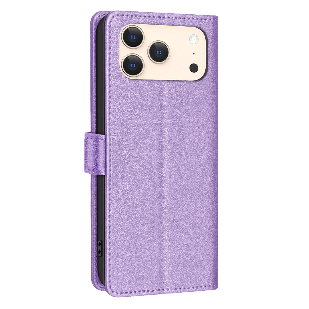 For iPhone 17 Pro Max Leather Case BINFEN COLOR BF32 Wallet RFID Blocking Phone Cover - Purple