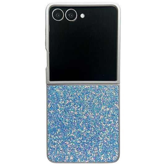 For Samsung Galaxy Z Flip7 5G Case Rubberized Silver Edge Phantom Glitter Hard PC Phone Cover - Blue