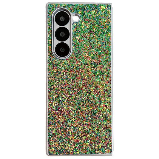 For Samsung Galaxy Z Fold7 5G Case Rubberized Silver Edge Phantom Glitter Hard PC Phone Cover - Green