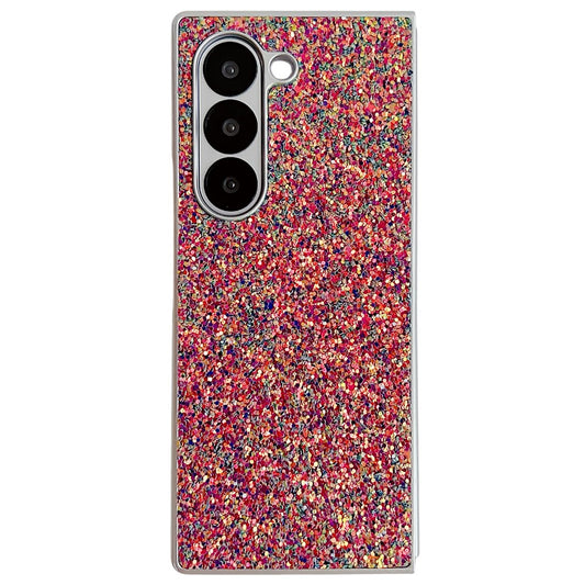 For Samsung Galaxy Z Fold7 5G Case Rubberized Silver Edge Phantom Glitter Hard PC Phone Cover - Pink