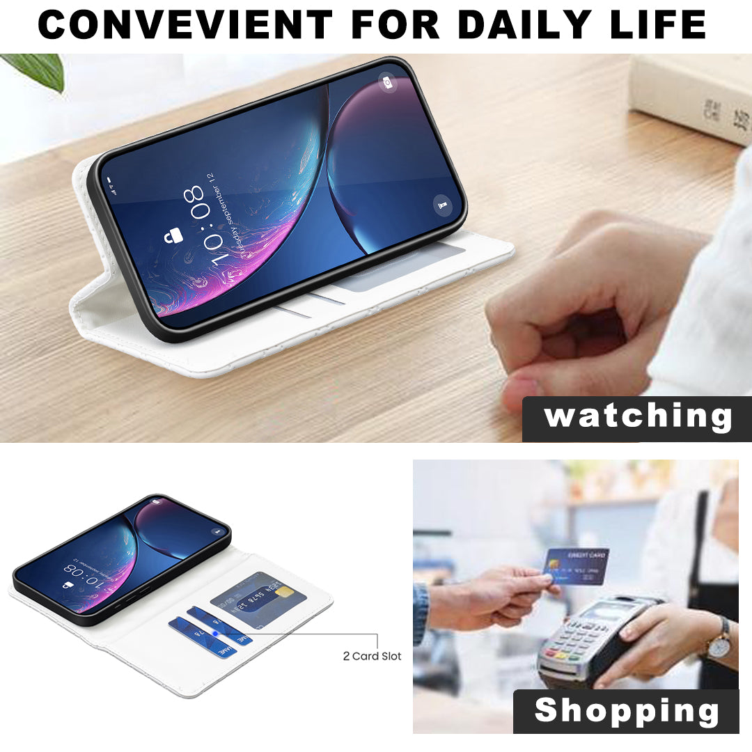 For iPhone 17 Pro Max Case with Card Holder BINFEN COLOR PU Leather Phone Stand Cover - White