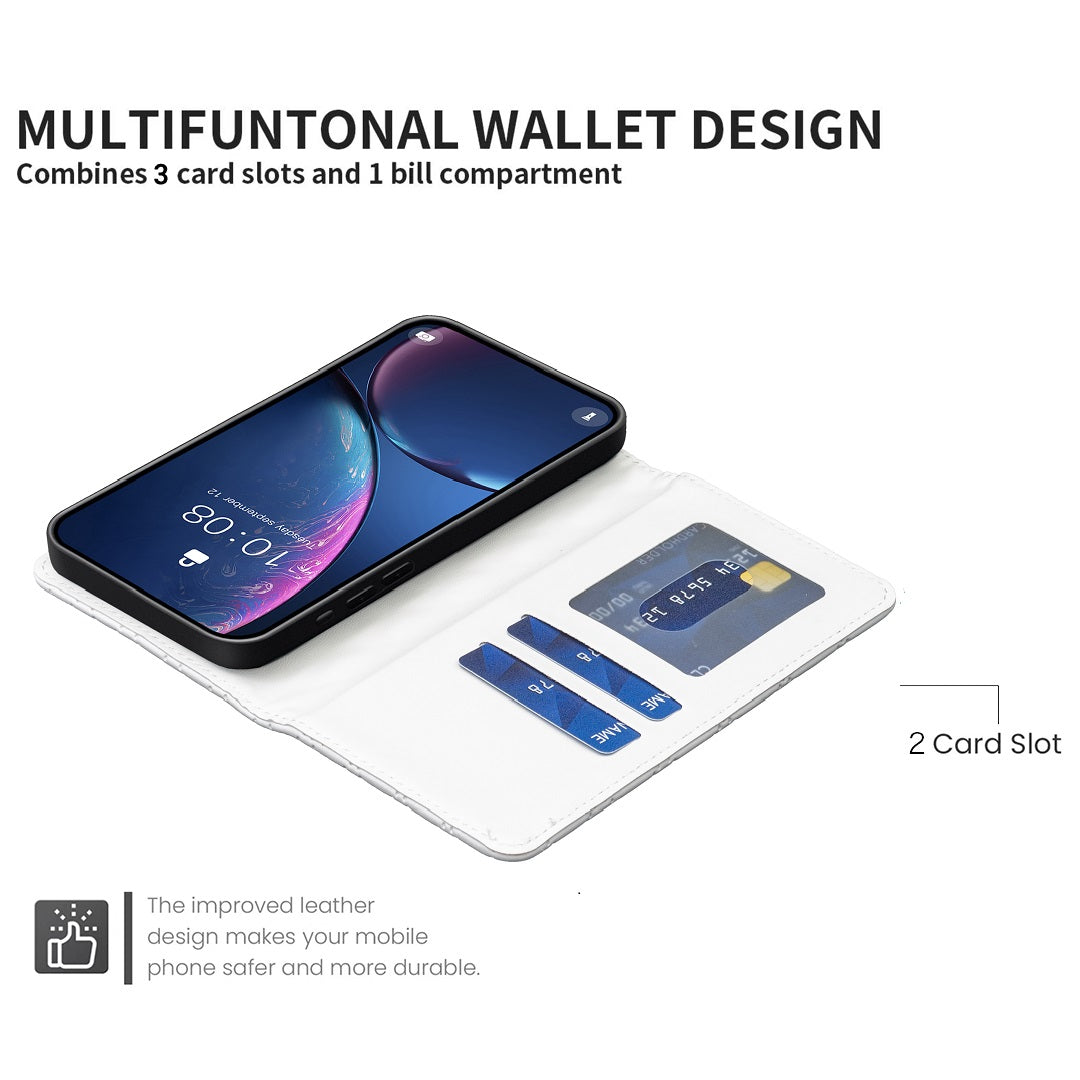 For iPhone 17 Pro Max Case with Card Holder BINFEN COLOR PU Leather Phone Stand Cover - White