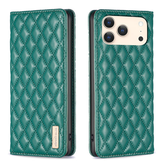 For iPhone 17 Pro Max Case with Card Holder BINFEN COLOR PU Leather Phone Stand Cover - Green