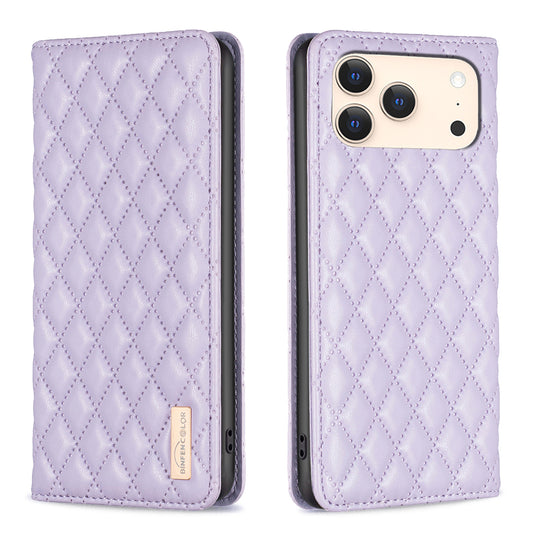 For iPhone 17 Pro Max Case with Card Holder BINFEN COLOR PU Leather Phone Stand Cover - Purple