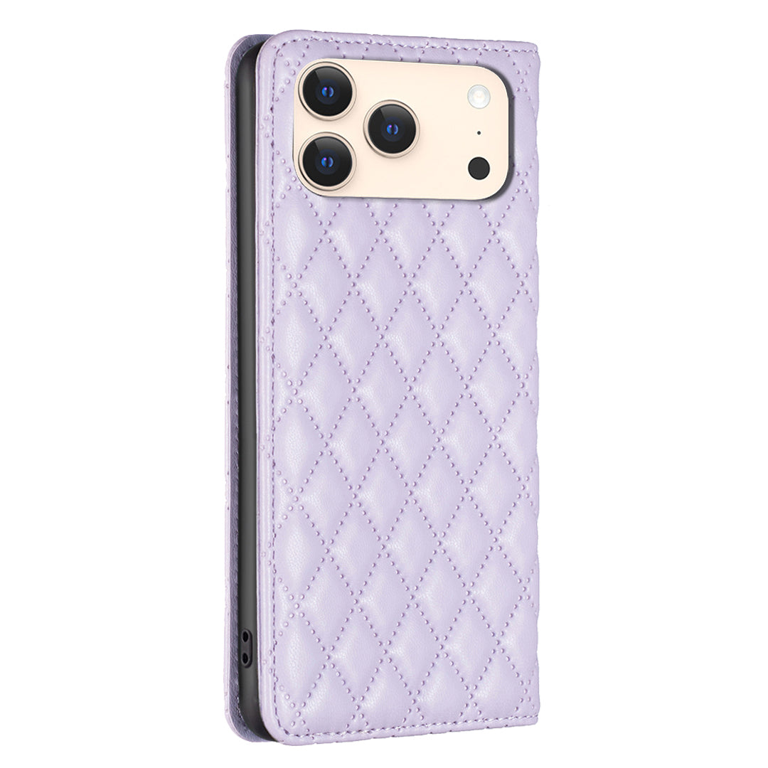 For iPhone 17 Pro Max Case with Card Holder BINFEN COLOR PU Leather Phone Stand Cover - Purple