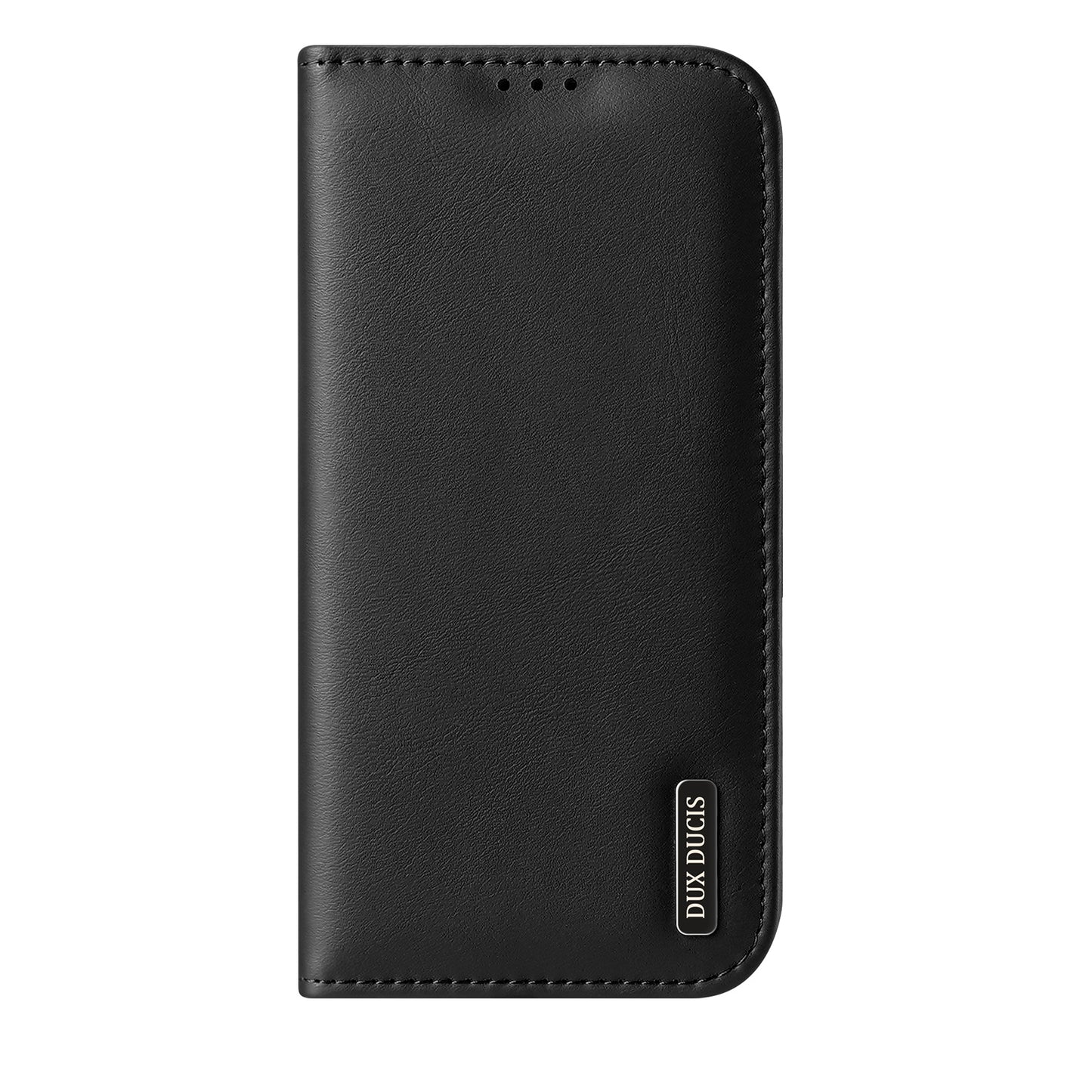 For iPhone 17 Pro Max Case DUX DUCIS Hivo Series Cowhide Leather RFID Blocking Wallet Stand Flip Phone Cover - Black